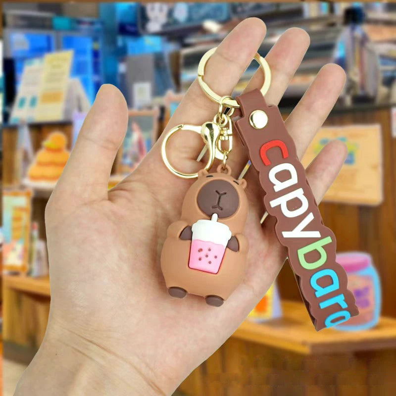 Cute Cartoon Capybara Pendant – Keychain & Backpack Charm