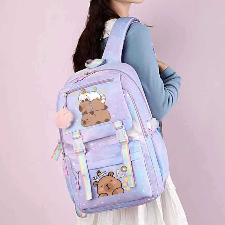 Adorable Capybara Print Backpack – Large Capacity & Lightweight