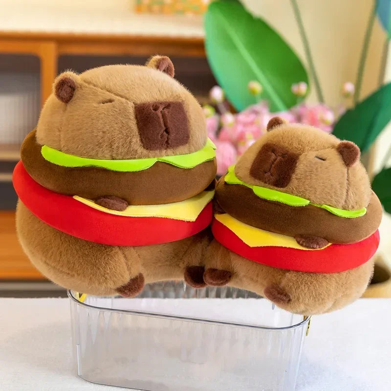 Soft Hamburger Capybara Plushie Gift & Room Decoration (20cm and 30cm options)
