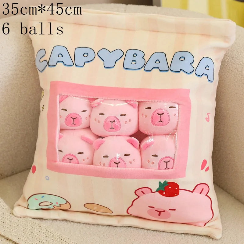 Cute Capybara Snack Pillow Plushie – Pudding Bag Animal Doll Set
