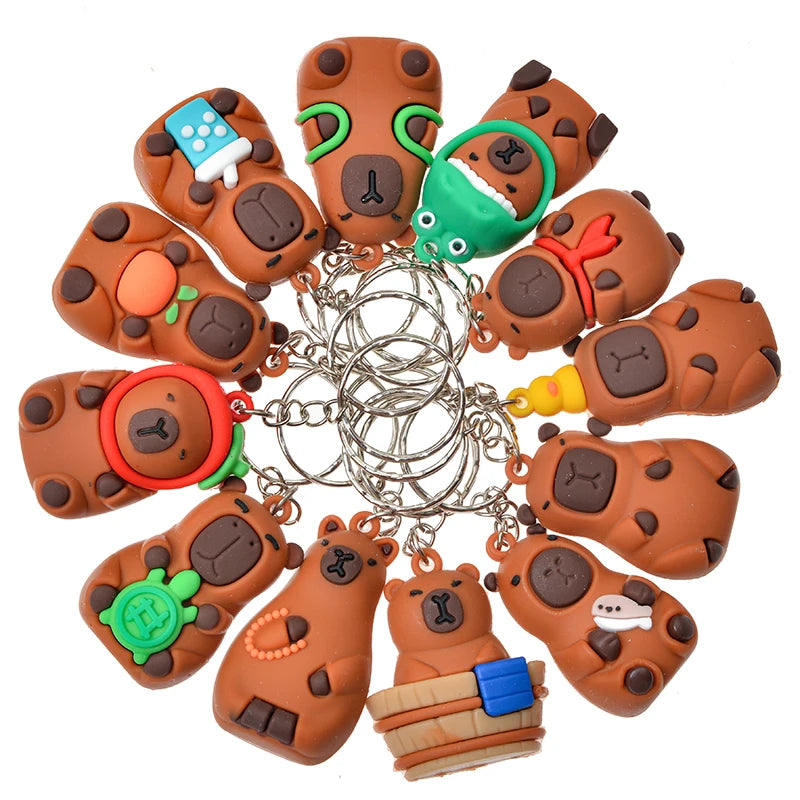 Capybara Blind Box – 24pc Surprise PVC Figures & Keychains