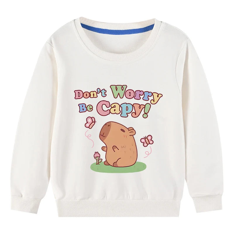 Kids Cotton Capybara Print Sweatshirt