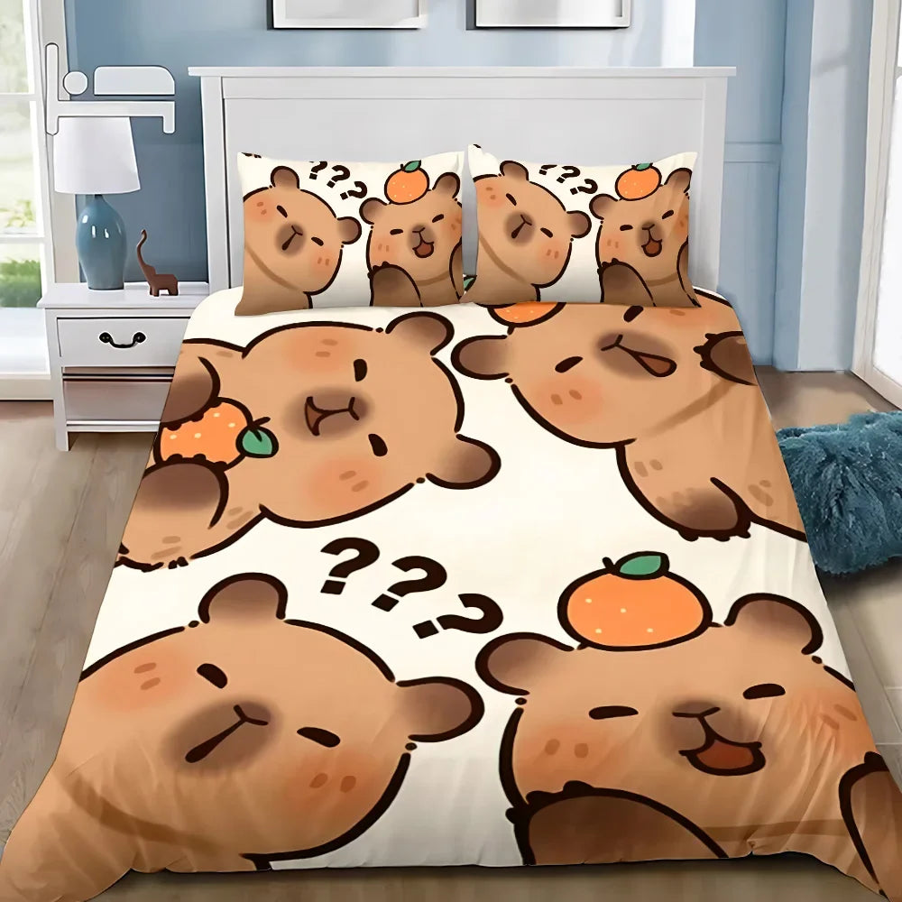 Cute Capybara Duvet Cover & Pillowcase Bedding Set