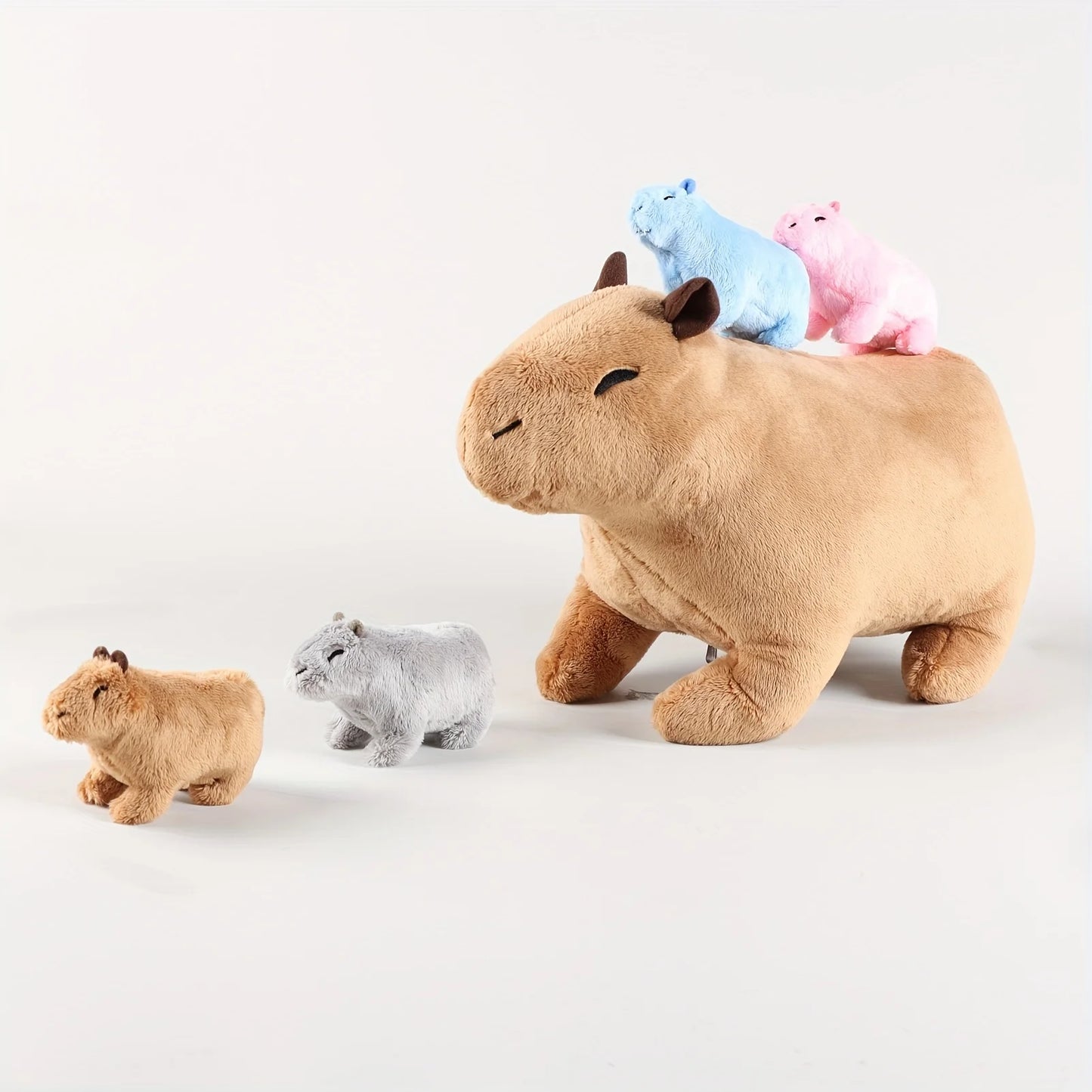 Kawaii Capybara Plush – Mommy Capybara with 4 Baby Plush Toys Inside