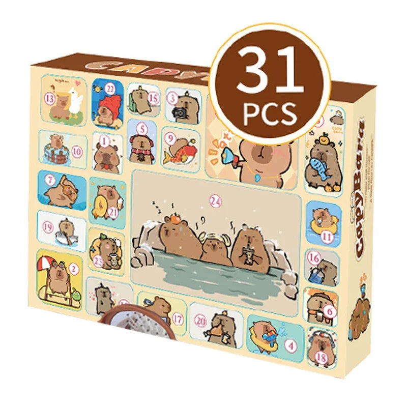 Capybara Christmas Advent Calendar Gift Box – 2025 Edition (17 or 31 pieces)