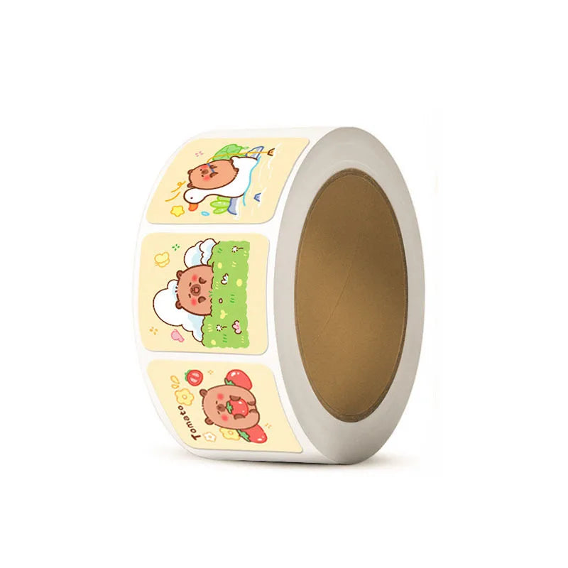 300pcs Capybara Sticker Roll – Cute Cartoon Decorative Seals